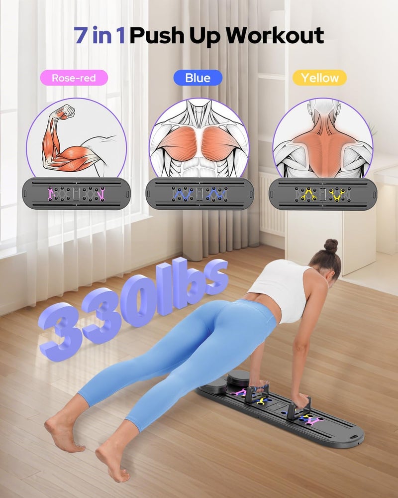 Rayspace Pilates Board, Foldable Pilates Reformer Set 7 in 1 Multi-Purpose pilates equipment for Women Full Body Workouts at Home, Portable Ab Core Trainer, Exercise Board with Timer & Resistance Band - Image 4